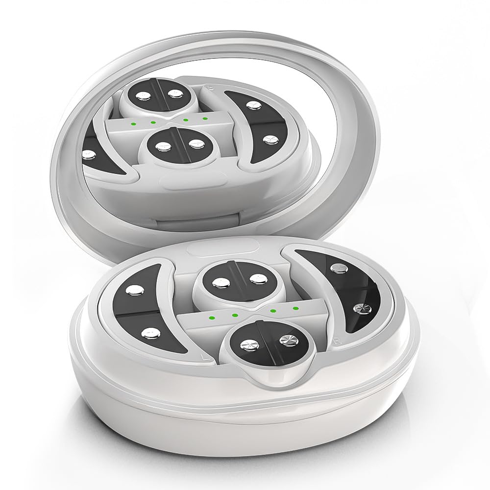 Mikrostrom Augenmassagegerät mit 660 nm Rotlicht & Gel Pads, 2-in-1 Face & Eye Massager gegen Augenringe, Tränensäcke & feine Linien, Erwärmung, 3 EMS-Stufen, wiederaufladbar, sanfte Anti-Aging Pflege
