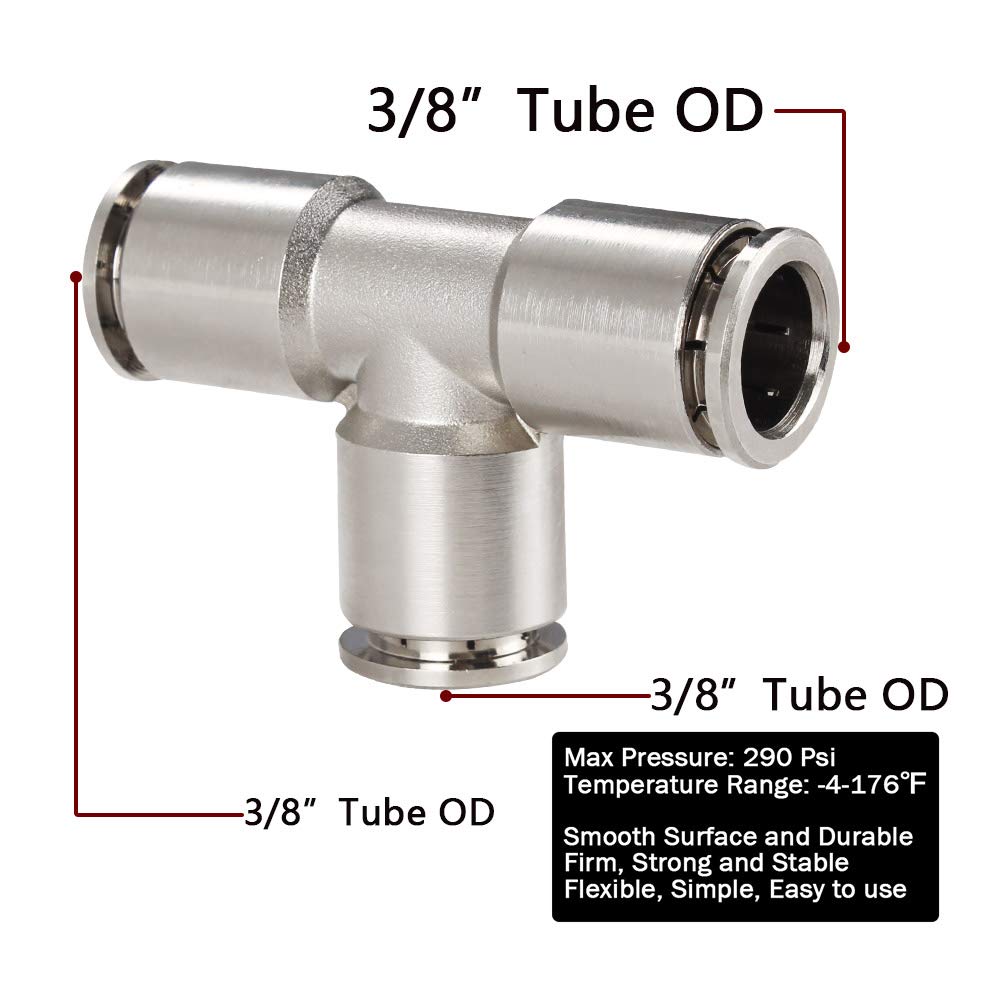 Beduan Pneumatic BPC Nickel-Plated Brass Push To Connect Air Fitting, 3/8 Tube OD X1 2 Npt Male Thread Straight Push Lock Fitting Pack Of 2
