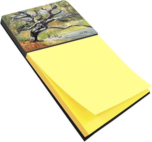 Caroline's Treasures JMK1132SN Roble en la Bahía con veleros, soporte para notas adhesivas, dispensador recargable, blocs de notas autoadhesivas,