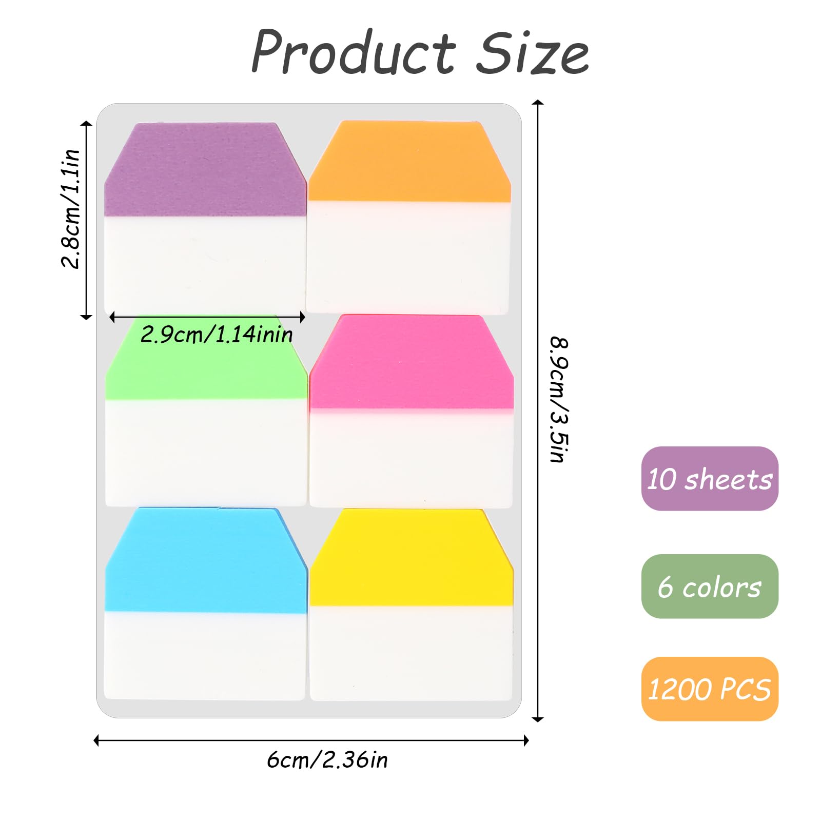 1200 Pieces Sticky Note Index Tabs Colored Writable Page Markers Repositionable Book Flags Tabs Strip For Annotating - View #12