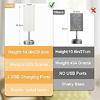 Vista 8 de Dicoool - Lámpara de mesa táctil para mesita de noche de dormitorio - Lámpara de noche con puertos de carga USB-C y USB-A, blanca, lámpara