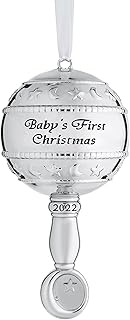 Klikel Baby's First Christmas Ornament 2022 - Silver 3D Rattle Baby First Christmas Ornament 2022-1st Christmas Baby Ornament 2022 - Babies First Christmas Ornament - Boy Girl Keepsake Ornament 2022