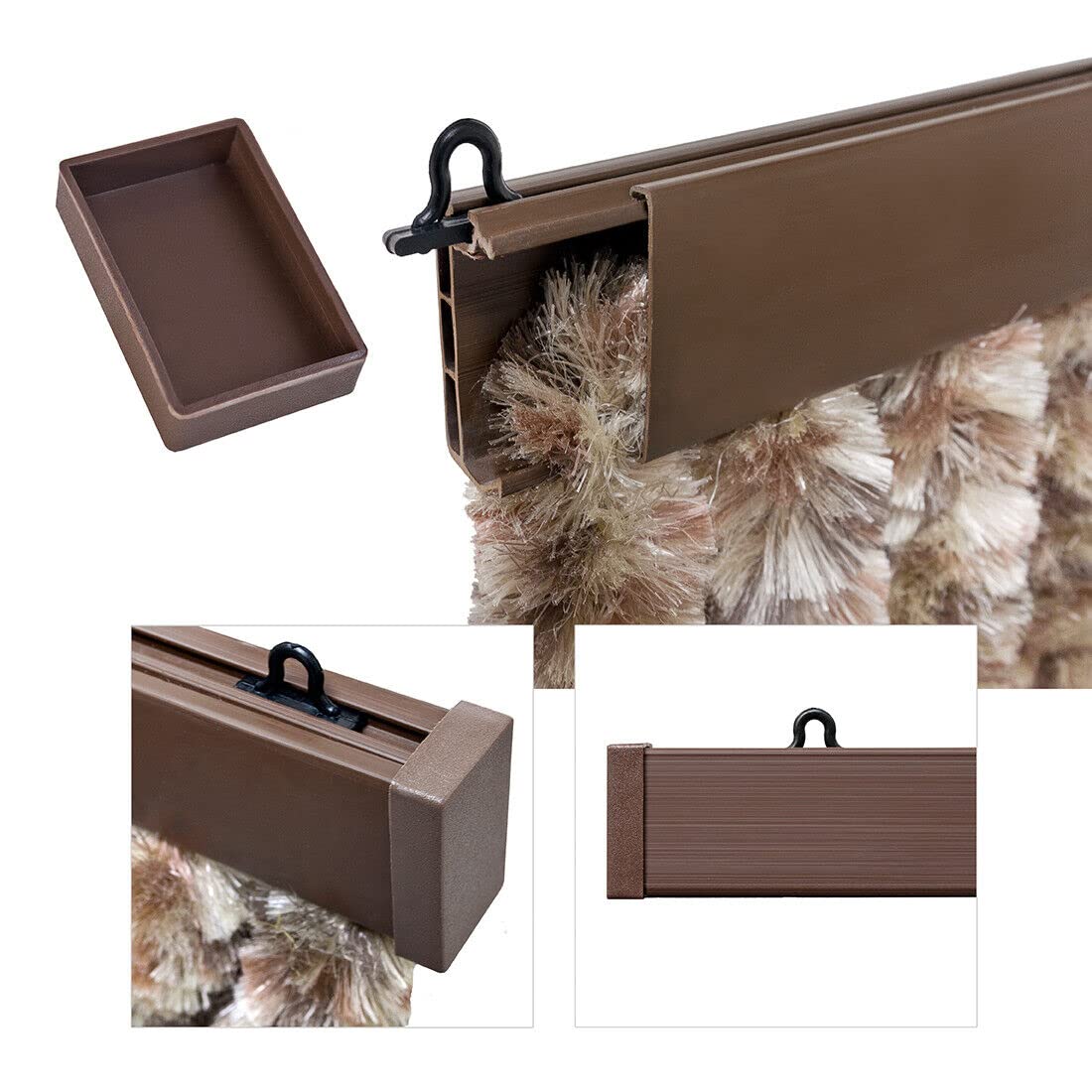 emmevi Rideau chenille pour porte protège-soleil anti-mouches lavable, réglable, modèle rideau_chenille (5) 120 x 230 cm