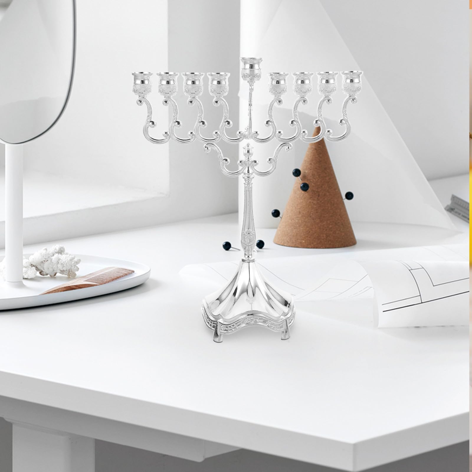 Candelabro de Aleación de 9 Brazos para Hanukkah, Mesa Decorativa