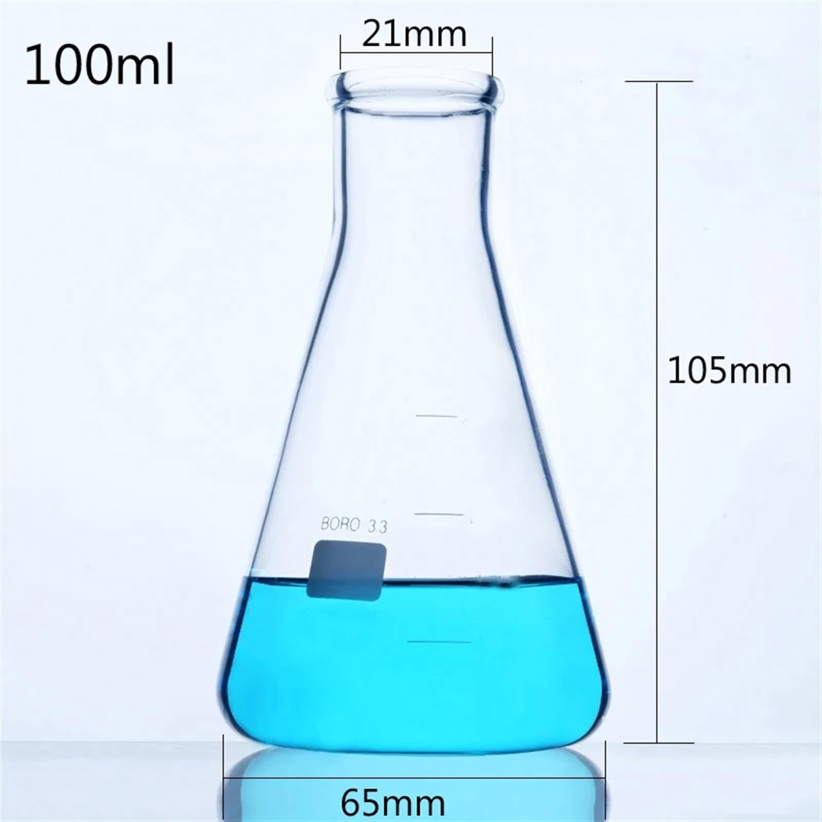 10 unids/lote 100mL matraz cónico de vidrio química matraz Erlenmeyer borosilicato equipo de laboratorio de resistencia a altas temperaturas(100ml with cap 10pcs)