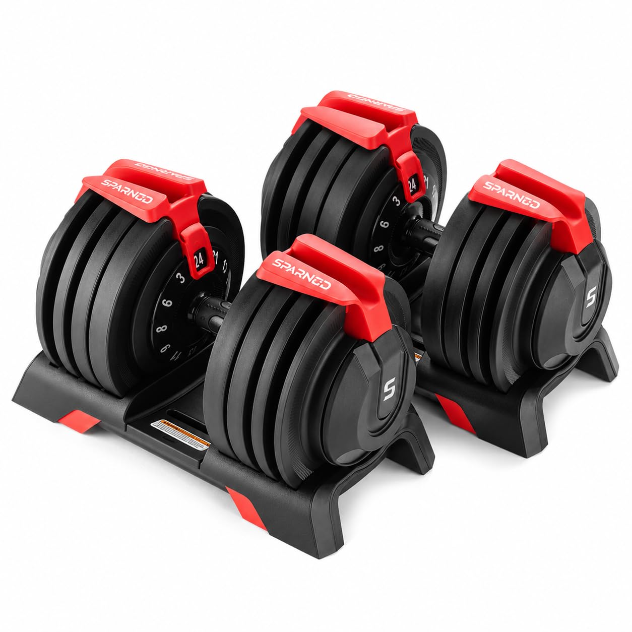 Sparnod Fitness SAD-24 Adjustable Dumbbell 24kg (Set of 2) with 12 Weight Increments (3–24kg), One-Hand Quick Adjustment Safety Lock & Storage Rack, Ergonomic Non-Slip Grip, Premium Steel Build-image-35