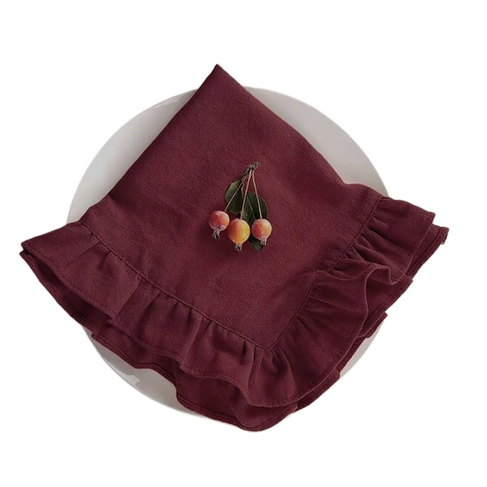 Camino de Mesa de Gasa Christmas Table Runner Washed Cotton Ruffled Home Decorations For Farmhouse Rustic Wedding Bride(Wine Red,35X160CM 1pc)