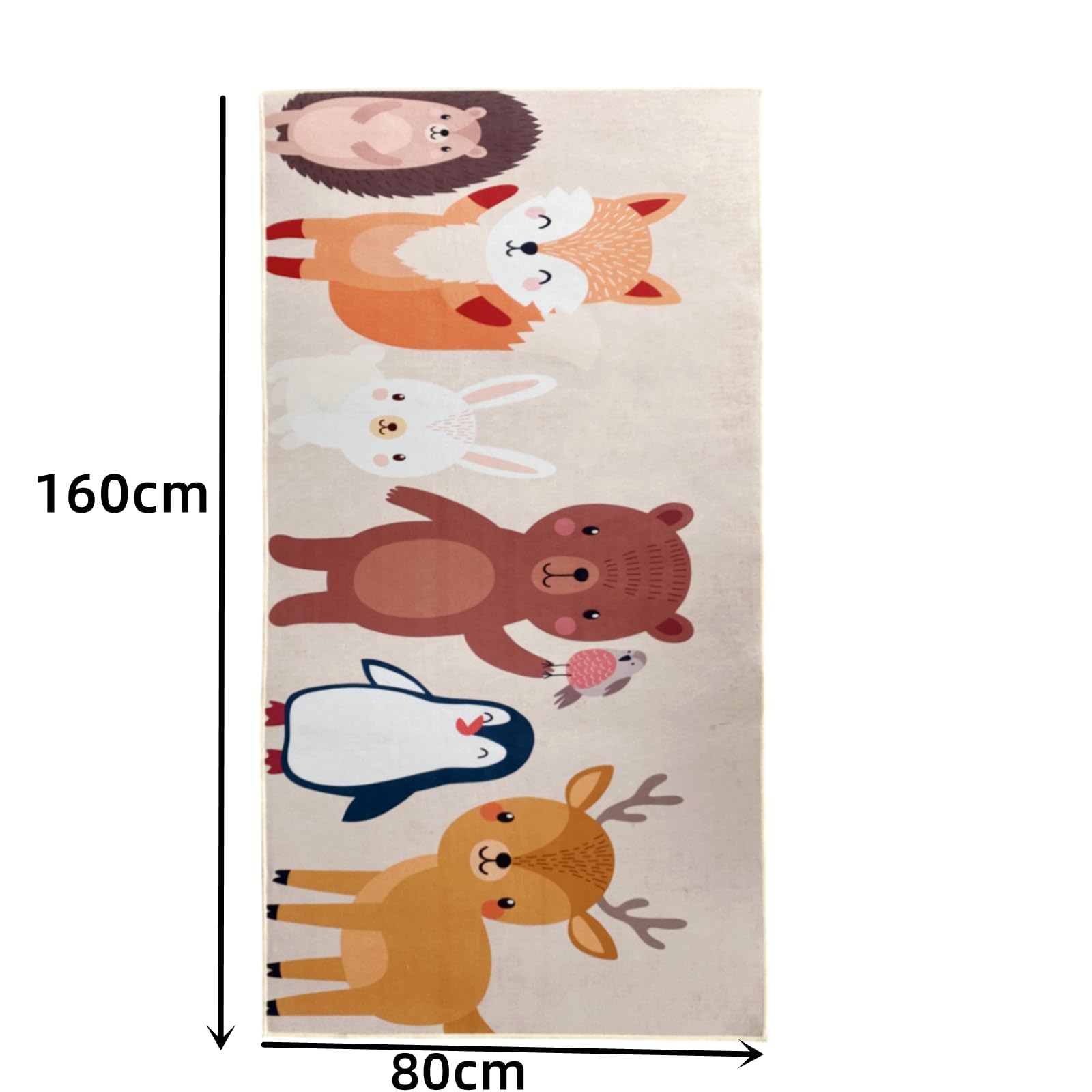 Tapis Chambre Bebe Tapis de Jeu Antidérapant Lavable 80x160cm Renard