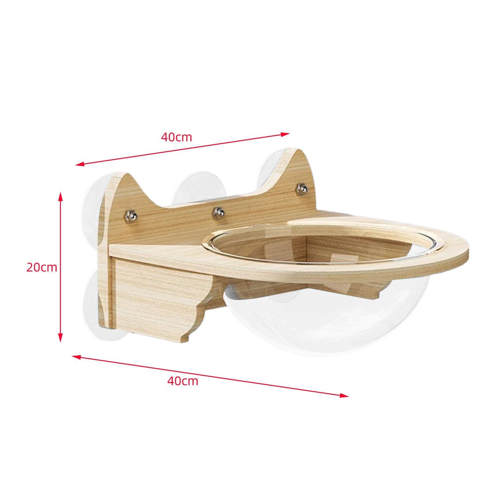 Perchoir de Fenêtre pour Chat Hamac Lit Capsule Spatiale Bois Support Mural Ventouse Structure Suspendue Facile à Enlever Adapté à L'Observation