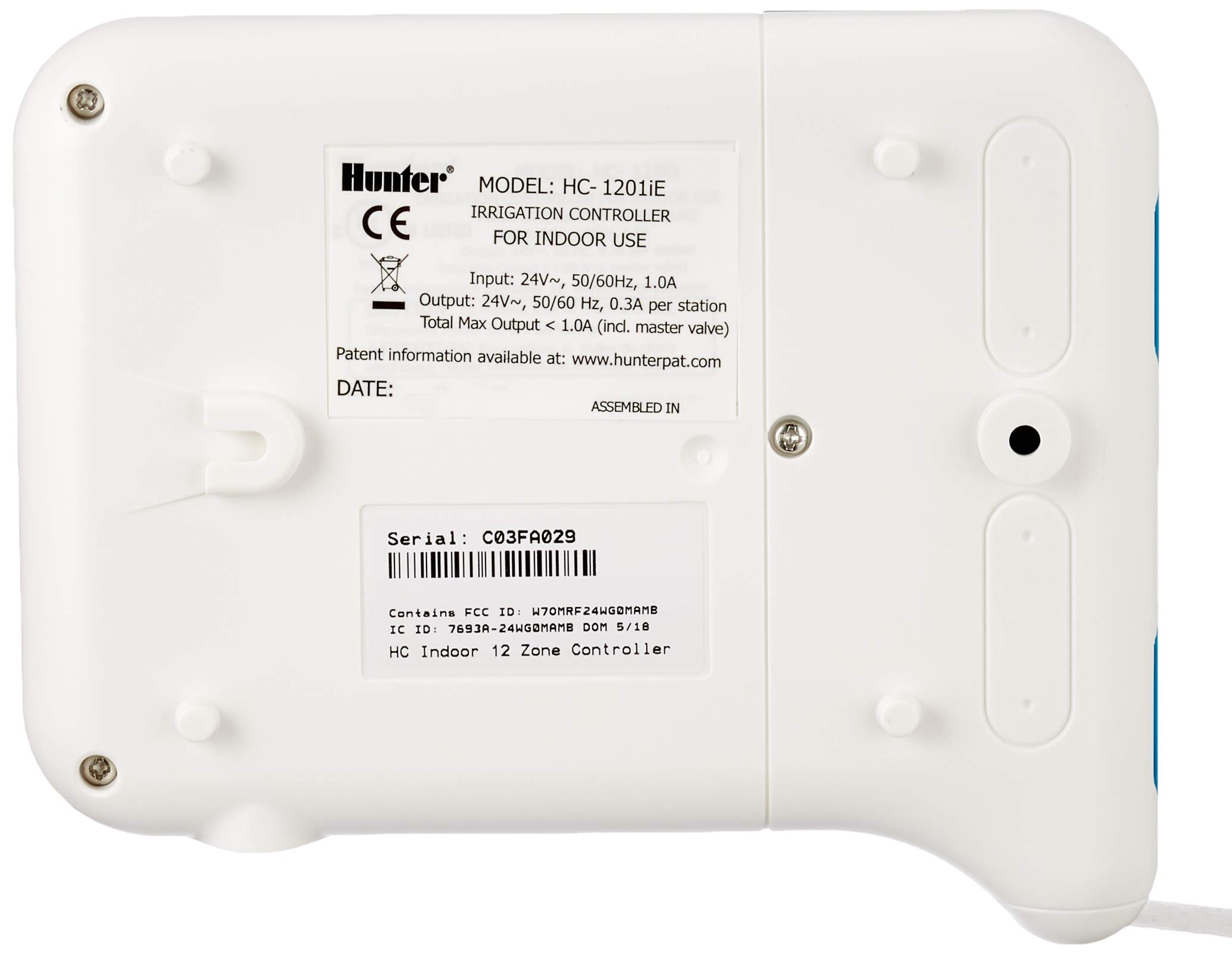 Hunter, Ordenador de riego Hunter, controlador HC 12 estaciones con Hydrawise, blanco, 15,2 X 17,8 X 3,3 cm, NA306