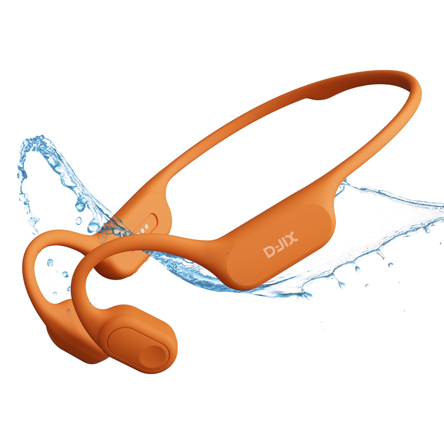 D-JIX Triton 600 - Auricolari Bluetooth 6.0 e MP3 32 GB | Impermeabile IP68 | Autonomia 15h | Ricarica Rapida | Microfono Integrato | Ideale Sport & Lavoro (arancione)
