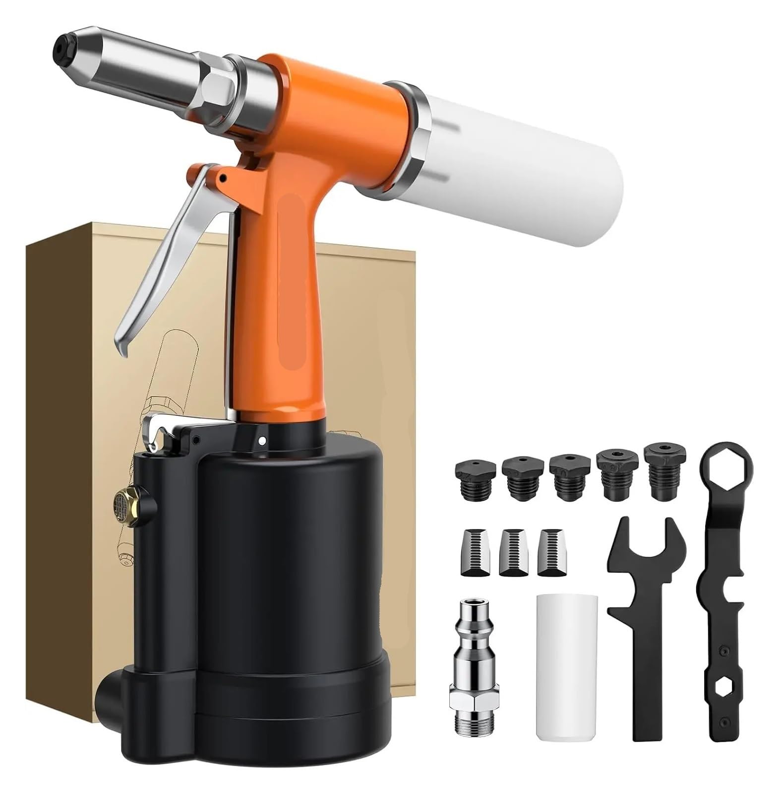 Pneumatic Riveter 3924LBF - Heavy-Duty Air Rivet Gun, 3/32' to 1/4' Capacity