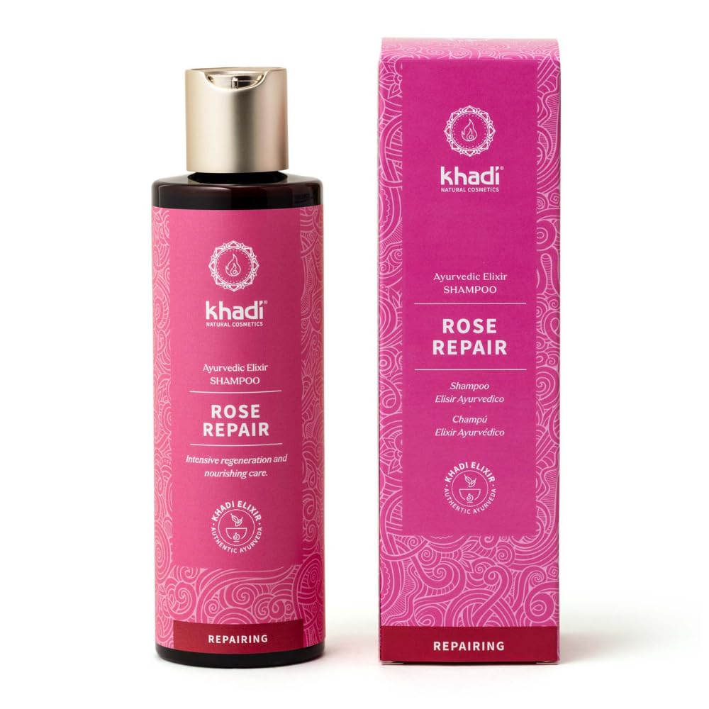 – ROSE REPAIR Ayurvedic Shampoo - Intensive regeneration & nourishing care for damaged hair - 100% natural & silicone-free - 200g