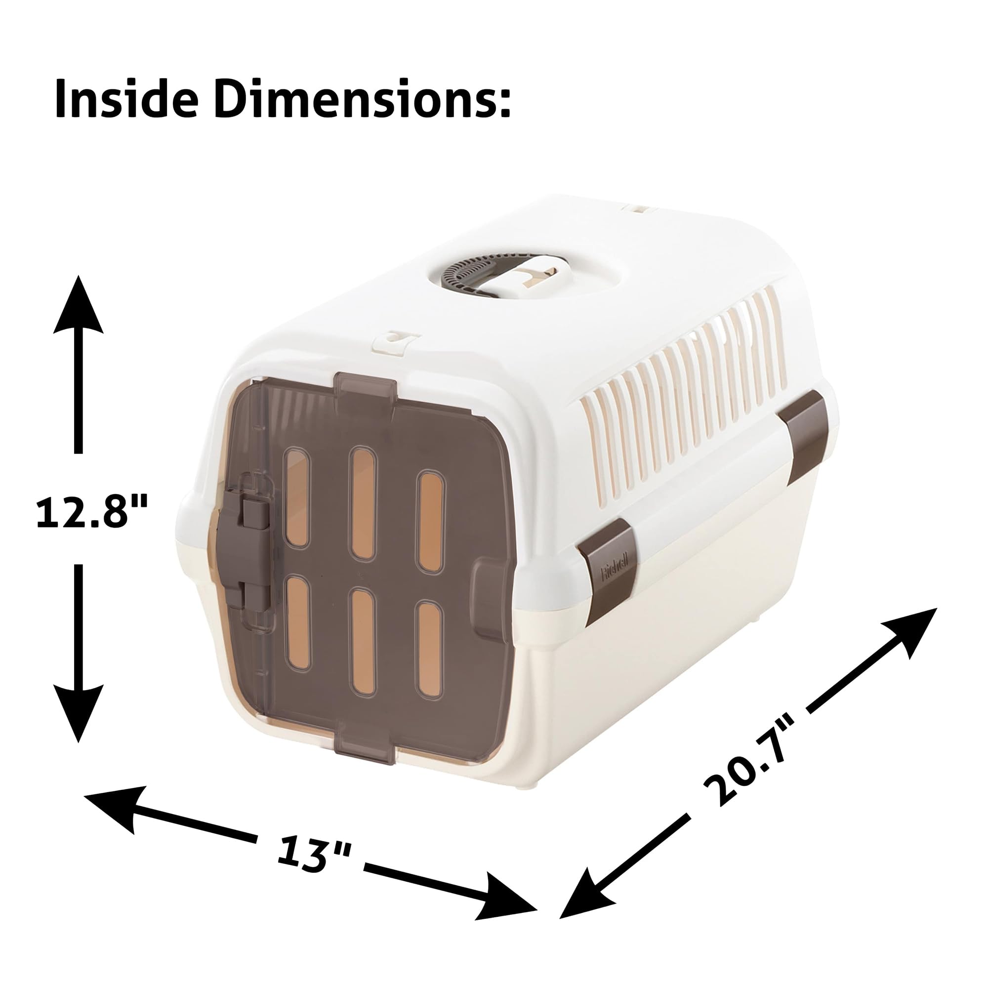 Richell: Pet Travel Carrier II - Medium White - Dog & Cat Transporter, Collapsible Design for Storage, Small Pets Up to 17.6 lbs, Latches to Seat Belt