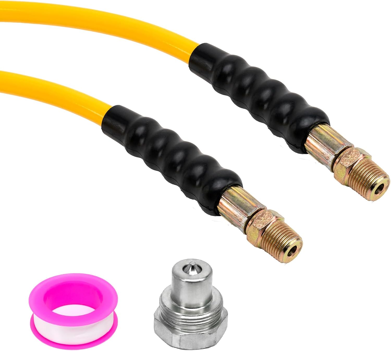 10ft High Pressure Hydraulic Hose, 3/8" Thread Hydraulic Hose Assembly, 10000 psi Hydraulic Pressure Test Hose, Yellow, Length 10ft