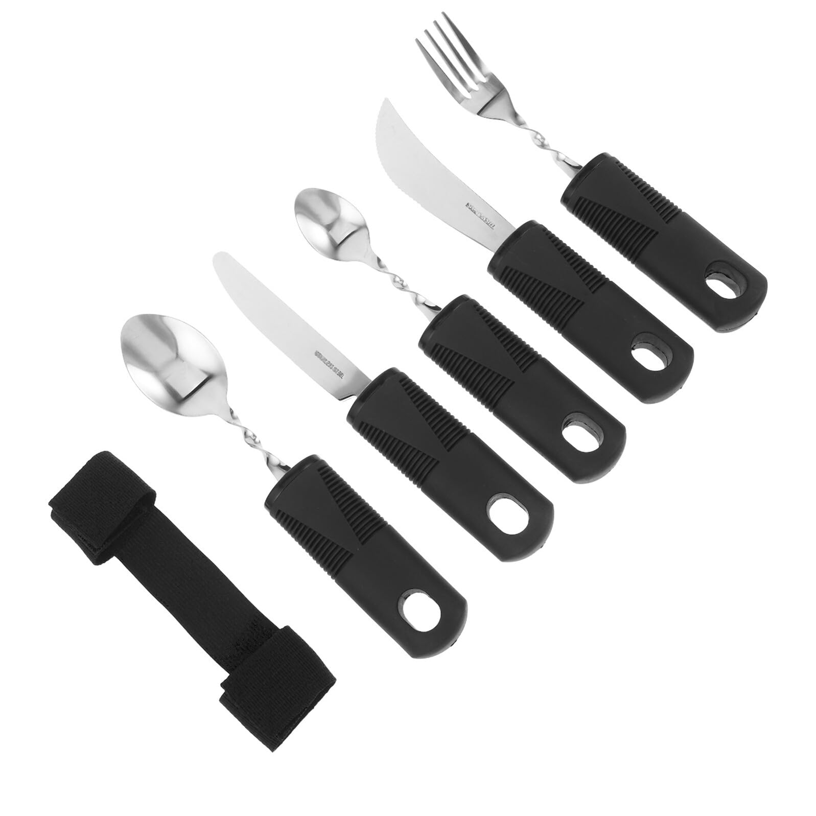 VICASKY Posate Adattabili in Acciaio Inox Set Utensili per Anziani Anti-vibrazione Pieghevoli Comodo Presa Stabile Pasti Igienico Uso Casa Ospedale