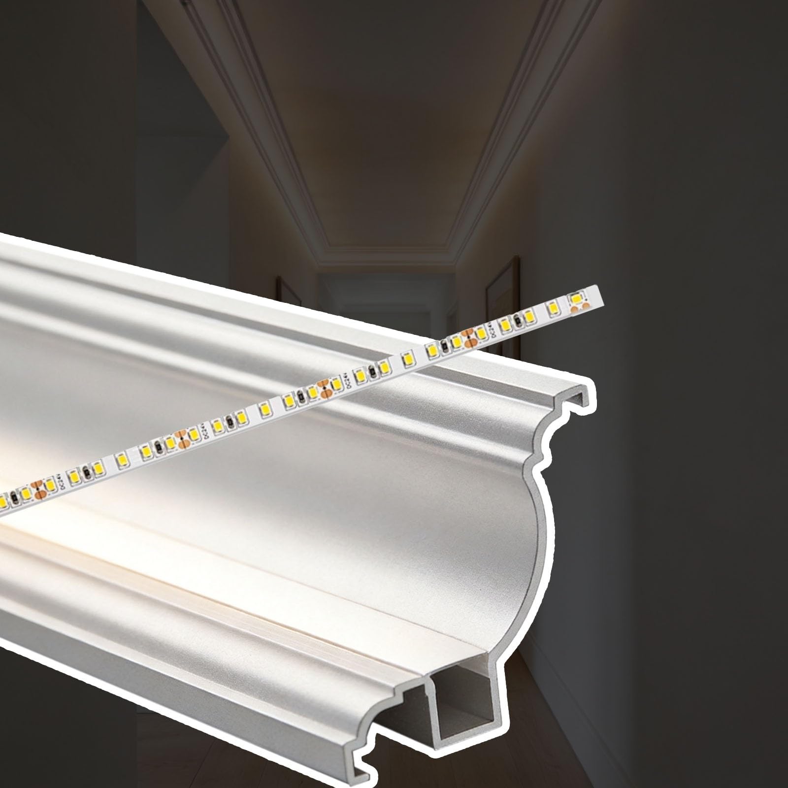 GFLPSQIA 0.30 1 1.5 2 2.5 4 M Length Baseboard Lighting Channel, Aluminum Ceiling Trim Molding, Crown Molding Lighting LED Channel for Corridor/Theater/Background Wall(L 1.30 m)