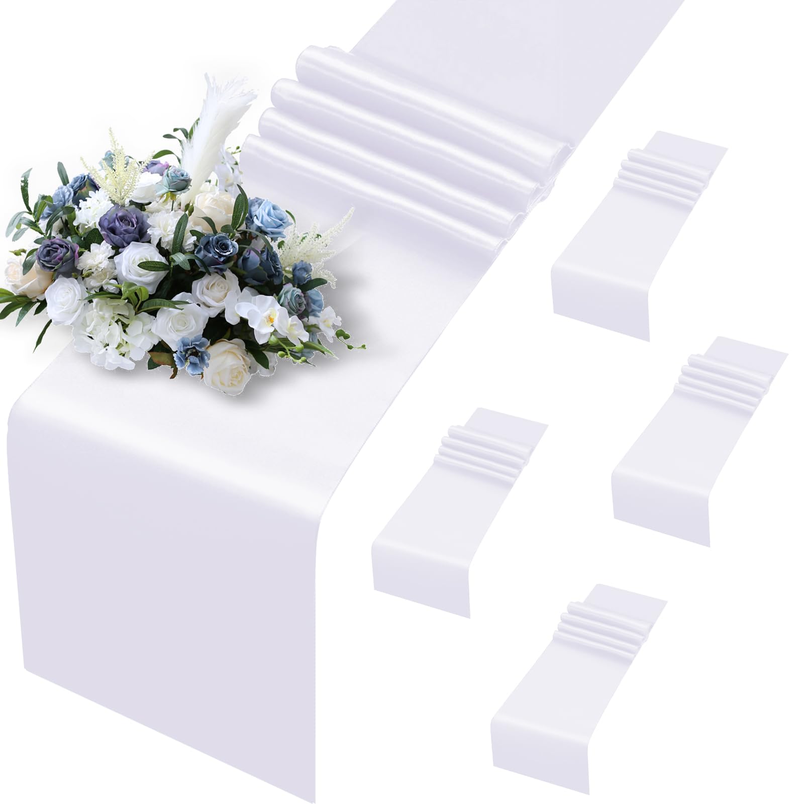 Chemin de table blanc satin antitache lot de 5 pour fête