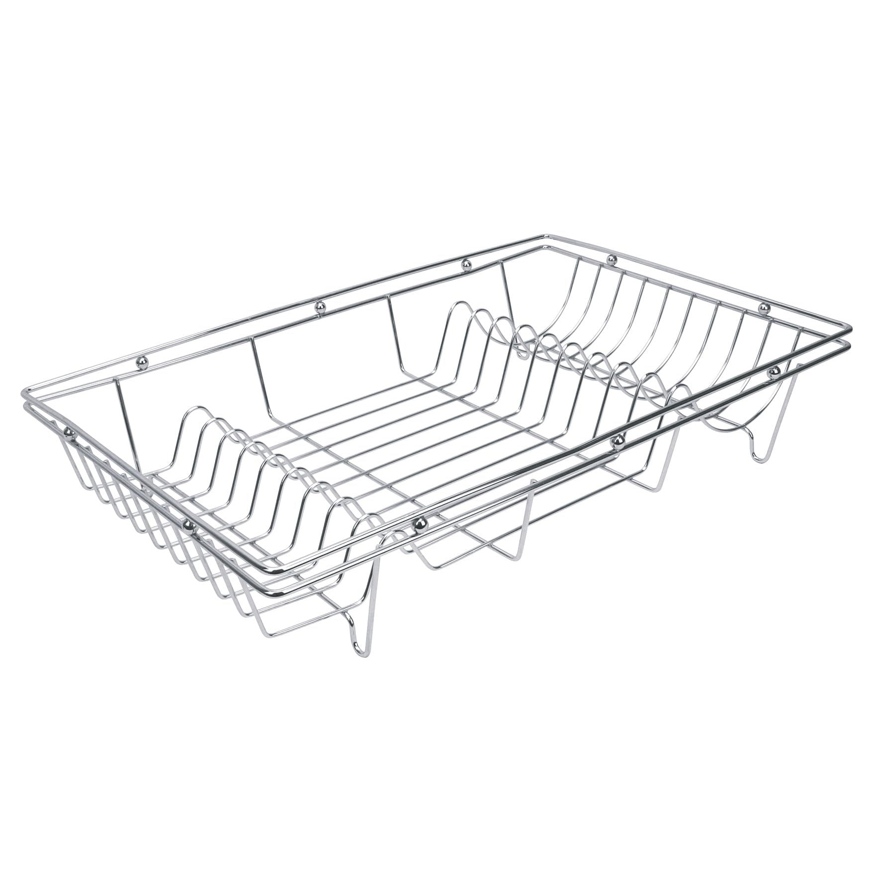 Equinox 517605 Egouttoir Vaiselle INOX chromé - Egouttoir à Poser L 48 cm x l 32 cm x H 8 cm en Acier Inoxydable chromé - Jusqu'à 20 Assiettes, Argent