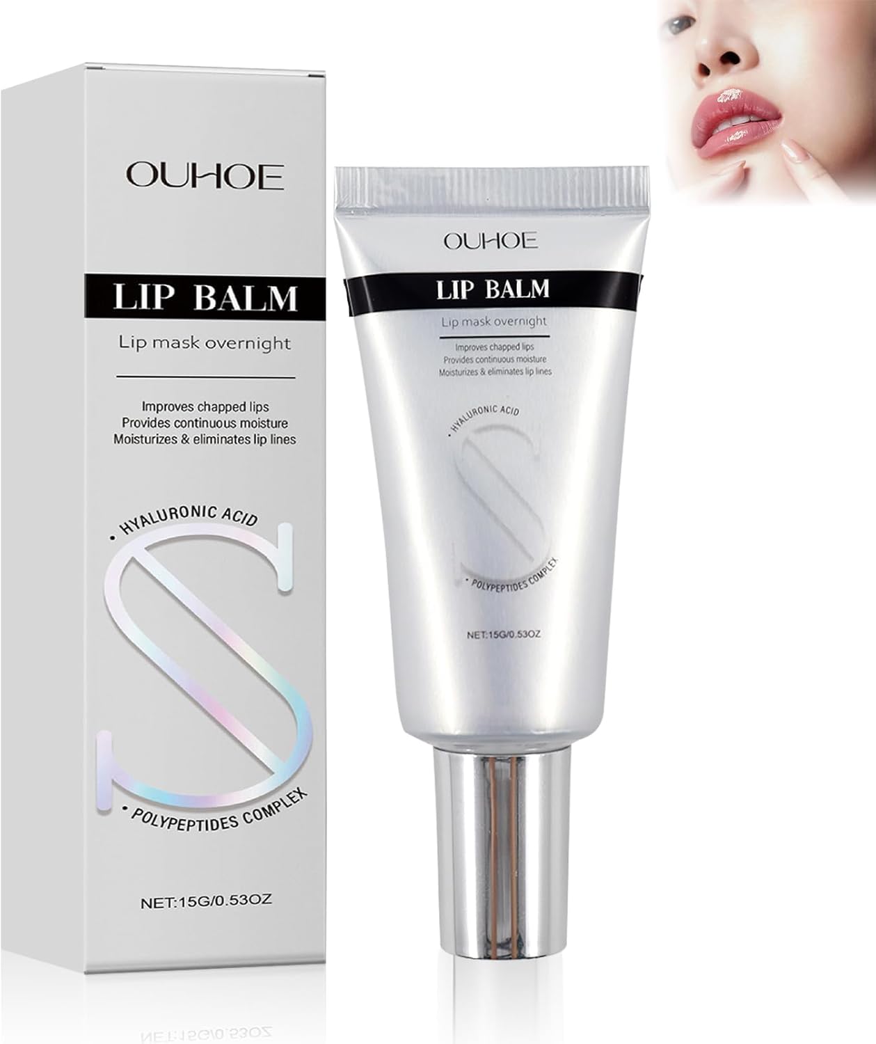 Lippenbalsem met hyaluronzuur Lippenbalsem Lip plumper met hyaluronzuur & peptiden Lipmasker voor hydratatie en regeneratie van de lippen Lippenverzorging voor zeer droge lippen voor mannen en vrouwen