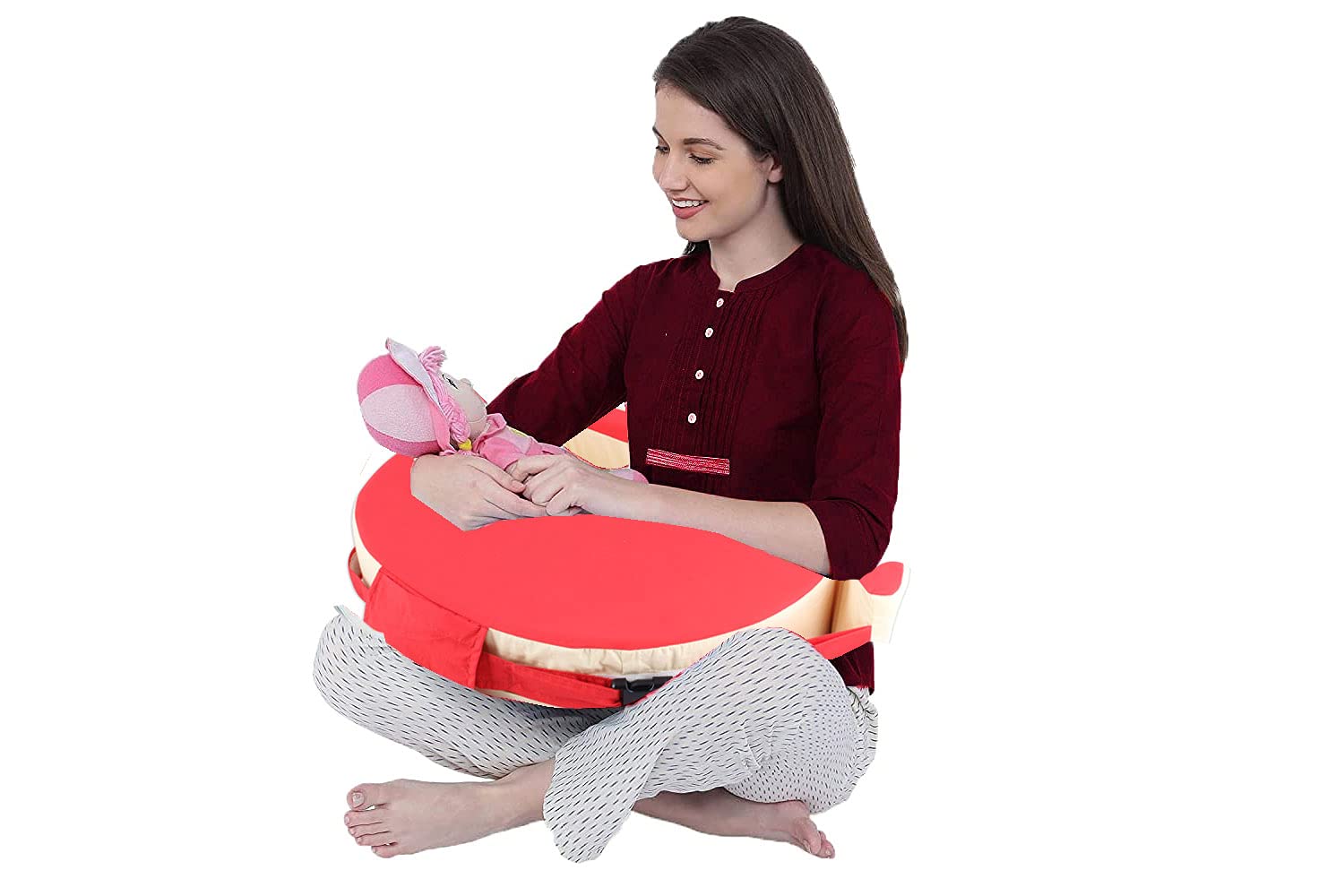 Buy Soft Foam Breast Feeding Pillow and Nursing Pillow (Red) Online at