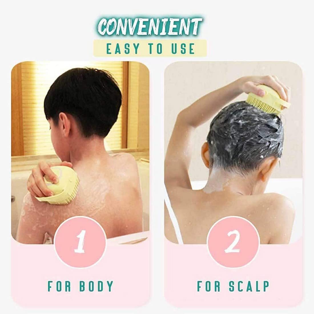 Krishna Zone Body Bath Brush Silicone Soft Cleaning Bath Body Brush with Shampoo Dispenser (Multi) 3