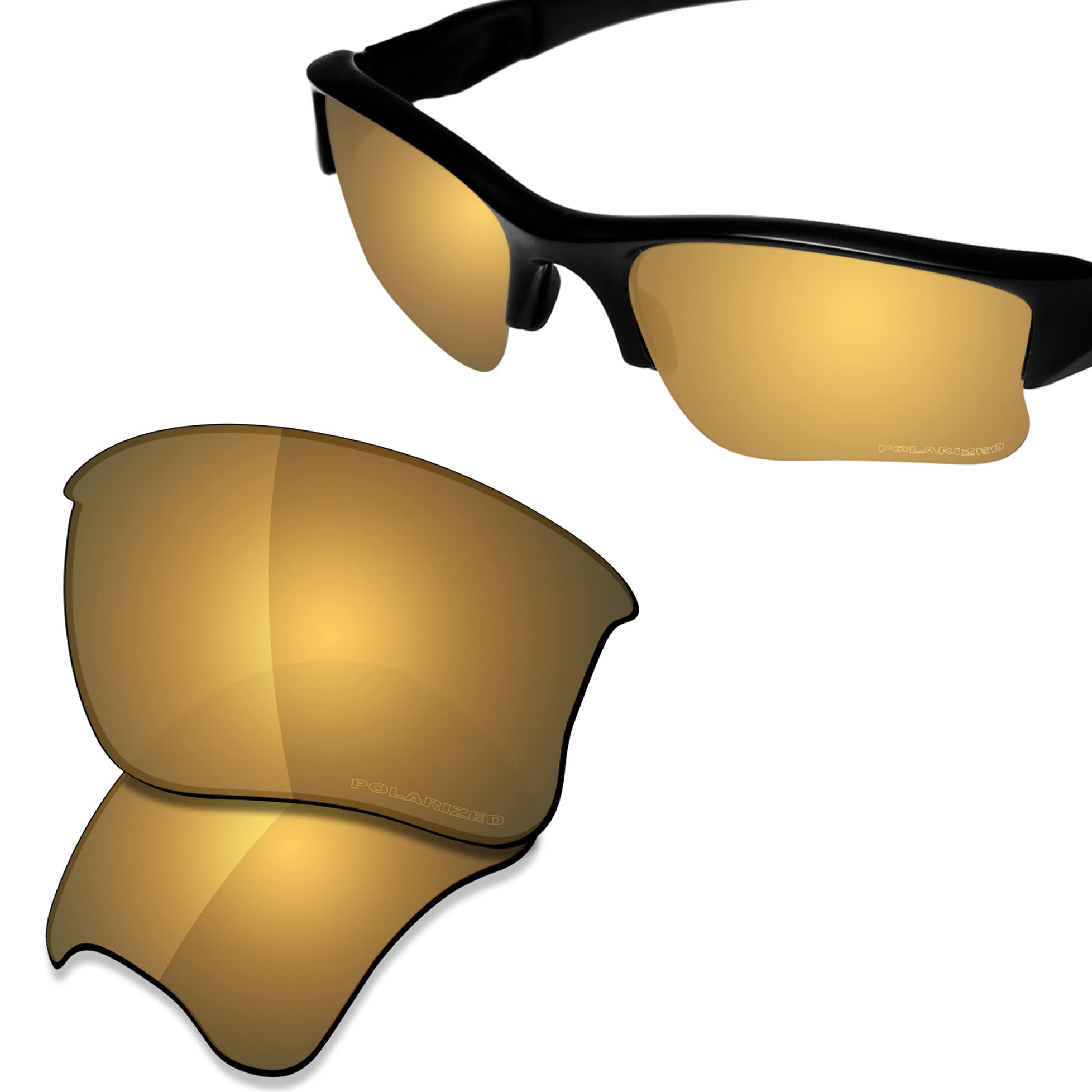 SAUCER Premium Replacement Lenses & Rubber Kits for Oakley Flak Jacket XLJ | Flak Jacket XLJ Low Bridge Fit Sunglasses High Definition - Bronze Gold Polarized