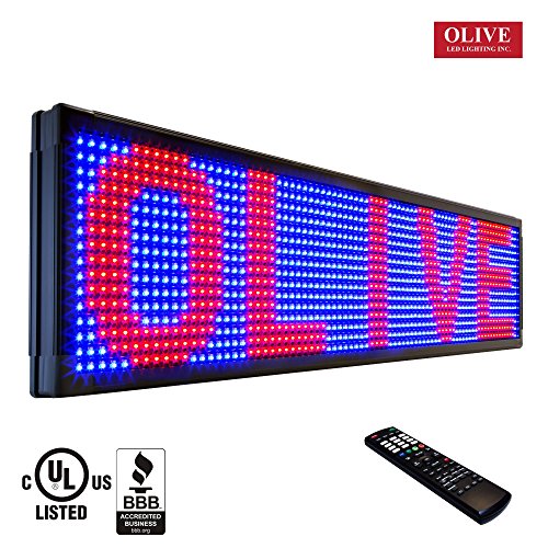 OLIVE LED Sign 3Color RBP, P20, 15\"x66\" IR Programmable Scrolling Outdoor Message Display Signs EMC - Industrial Grade Business Ad machine. - Thumbnail 2