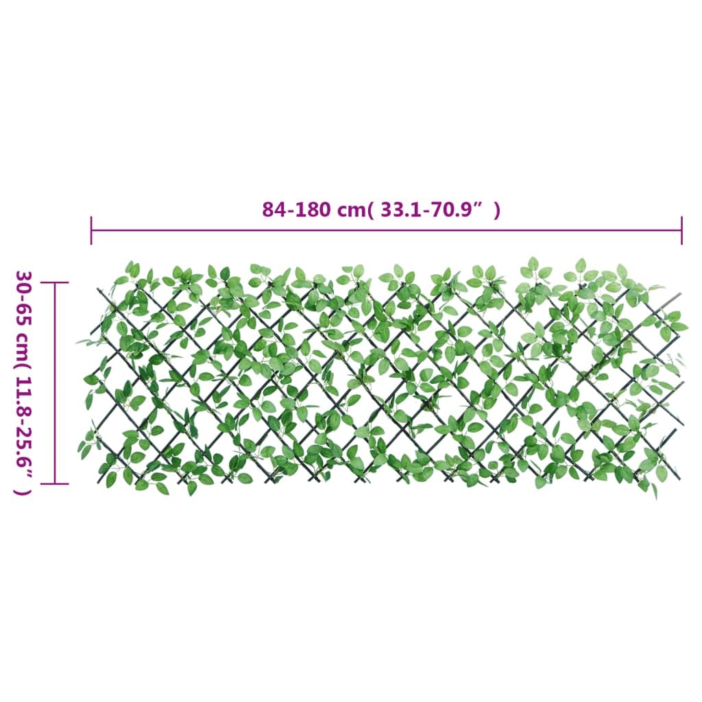 Griglia espandibile in legno con edera artificiale, frangivista per parete del giardino, 180 x 65 cm, larghezza regolabile 84 – 180 cm e altezza 30 – 65, robusta struttura in legno, facile da pulire