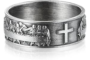 Last Supper Sterling Silver Band Ring: A Sacred Symbol of Faith for Men