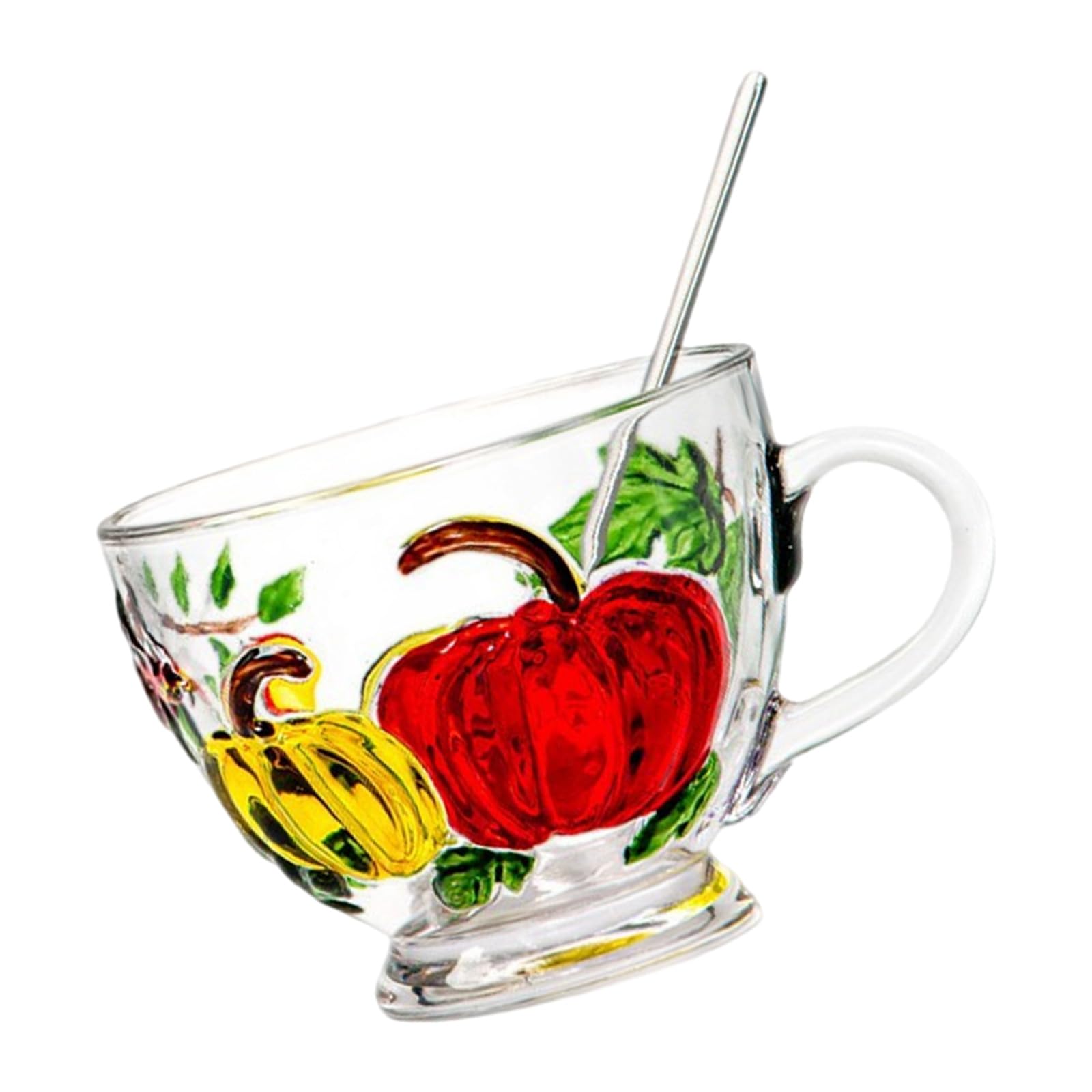 Jazuaiao Glass Coffee Mugs Hand Painted Coffee Cups Decorative Mug with Handle Teacups for Hot or Cold Drink Soup Mugs with Handle