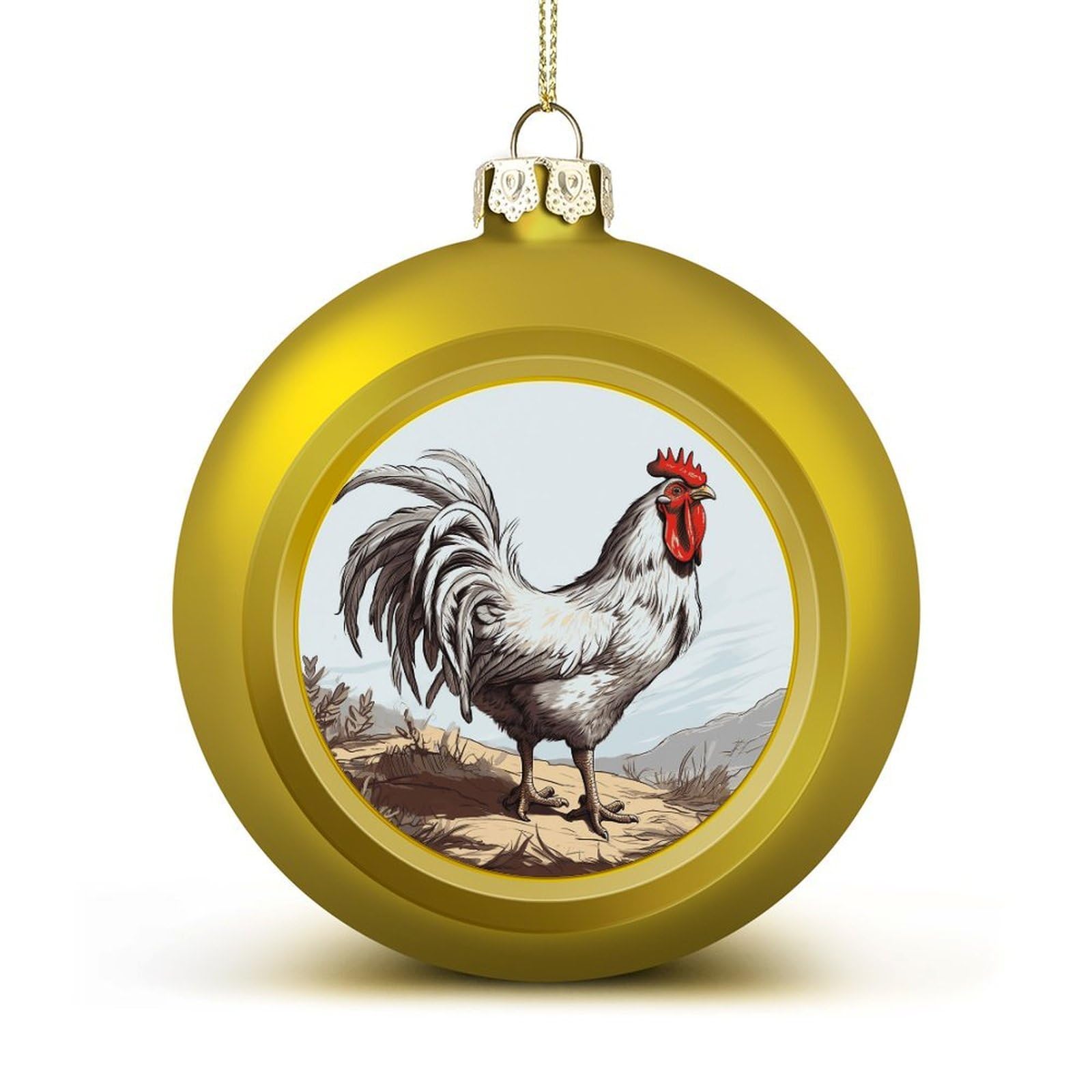 Chicken Sketch Christmas Balls Ornaments for Xmas Christmas Tree 1.6" Hanging Shatterproof Xmas Balls Hanging Decor Pendants for Holiday Party Outdoor Indoor DIY Craft Supplies