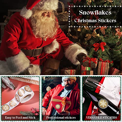 500 Pieces 1.5 Inch Snowflake Christmas Stickers Winter Holiday Stickers Xmas Stickers Black And Gold Snowflake Stickers Christmas Envelope Seals Decals For Christmas Party Favors Supplies Decoration #TOP3