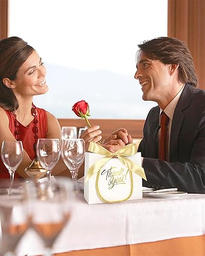 Miniatura 5 de Paquete de 30 bolsas de regalo de agradecimiento con asas de 5.5 x 2.4 x 4.7 pulgadas, pequeñas bolsas de regalo con cinta de lazo, bolsas de regalo