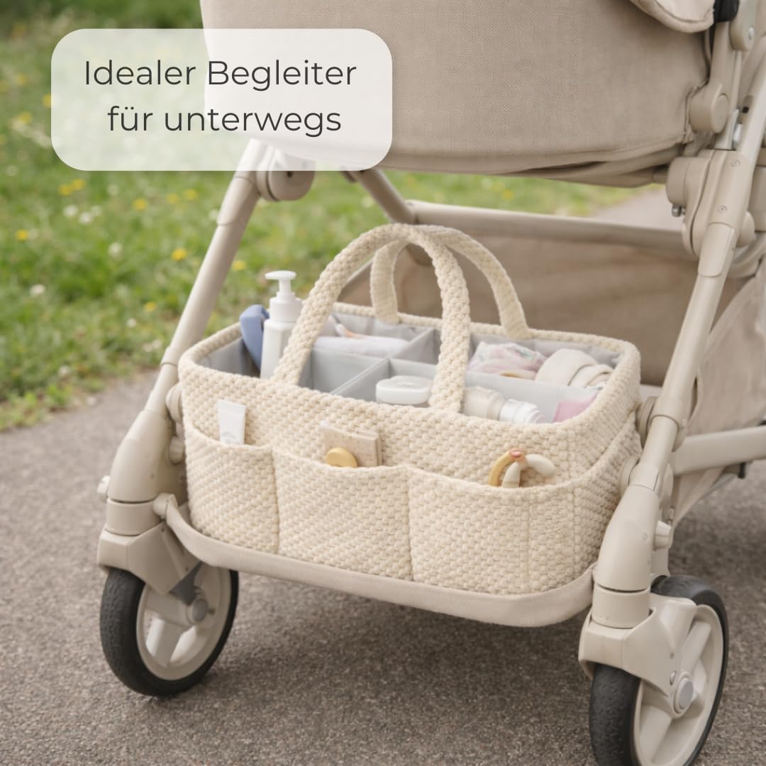 Generisch Wickelkorb Beige Flauschig - Wickelorganizer für Babys – Aufbewahrungskorb für Windeln, Feuchttücher und Babyartikel – Perfektes Baby Geschenk, Organizer für Wickeltisch und Wickeltasche