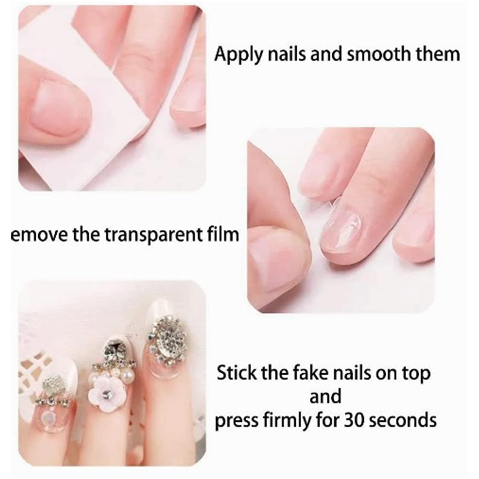 TOPINCN Linguette Adesive per Unghie Sottili Trasparenti e Traspiranti di Lunga Durata Facili Usare per Unghie Finte Nastro per Manicure 50 Fogli Adesivo Colla per Donne e Bambini