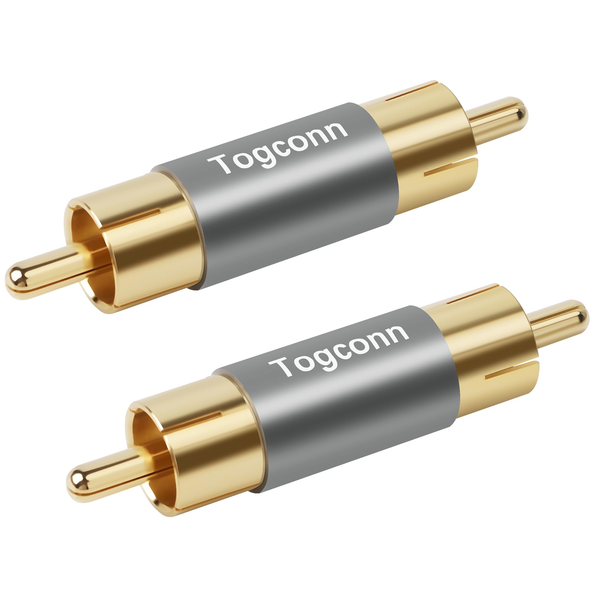 Lot de 2 adaptateurs RCA mâle vers mâle, adaptateur audio vidéo plaqué or double RCA mâle pour rallonge de câble RCA