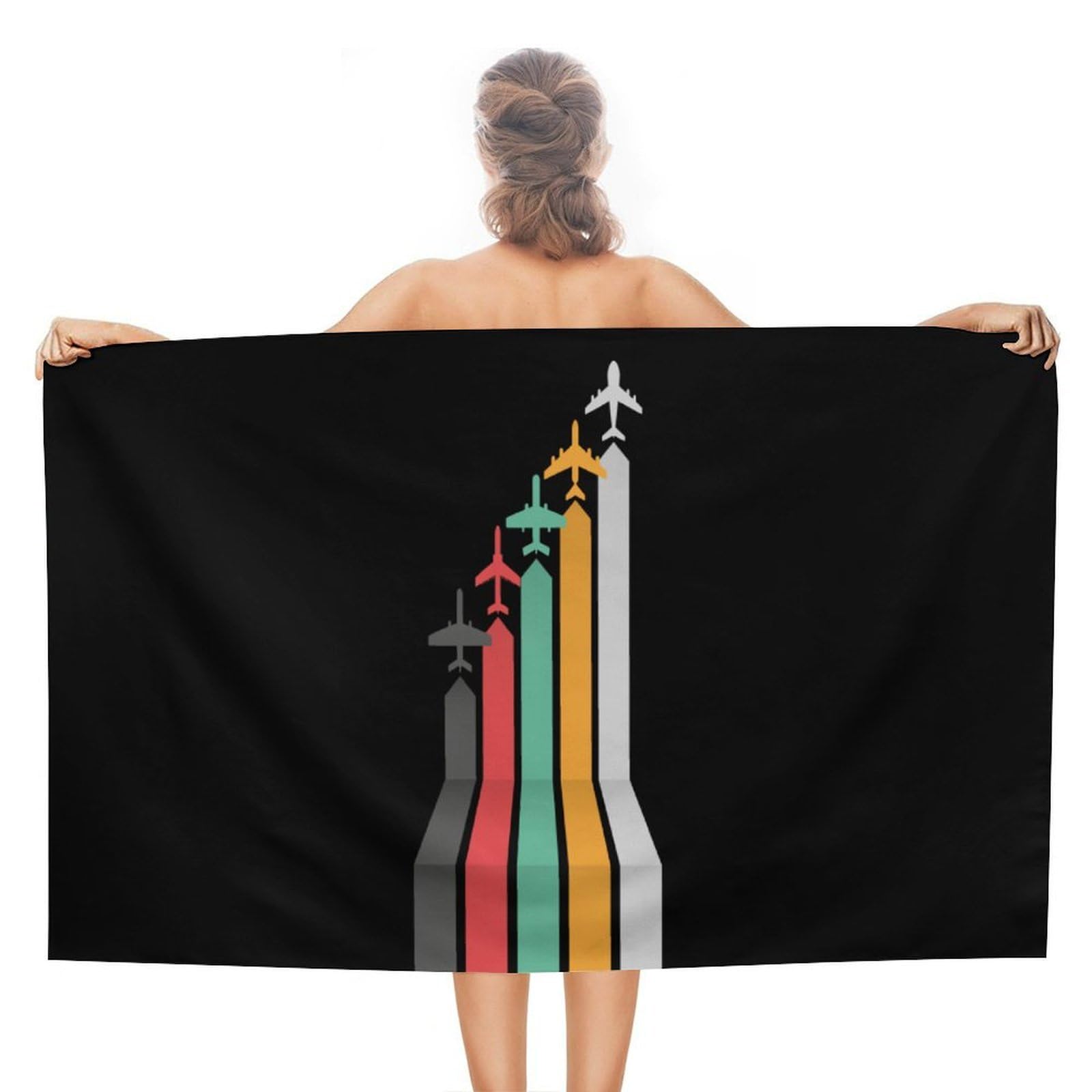 CGSBNGHA Airplane Beach Towels Soft Bathroom Bath Pool Swim Towels for Women Men