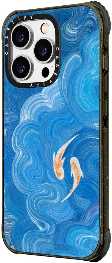 CASETiFY Ultra Impact iPhone 14 Pro Case [5X Military Grade Drop Tested / 11.5ft Drop Protection] - Two Little Koi - Glossy Black - Image 5