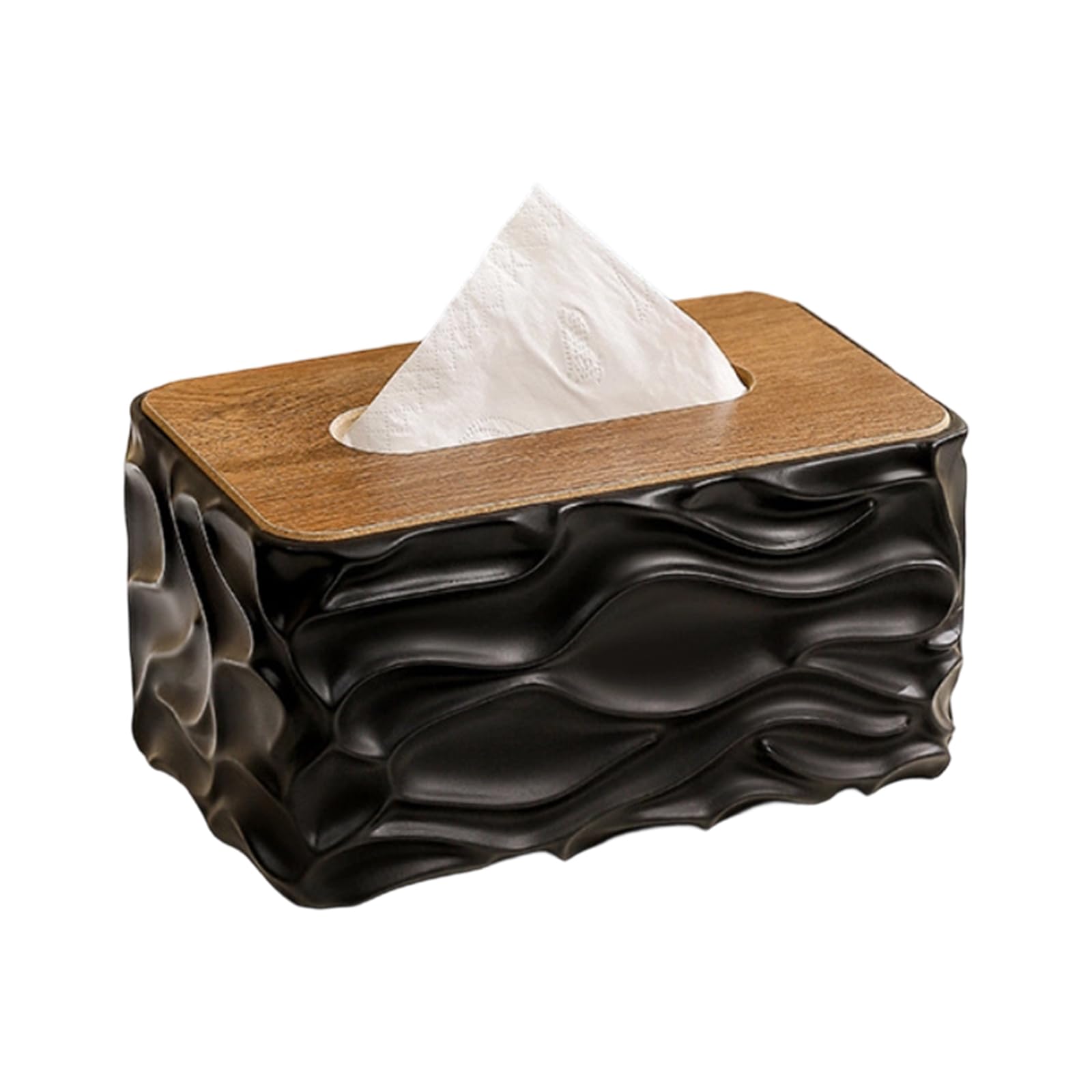 Decorative Wooden Top Tissue Container with Artistic Waved Pattern Multipurpose Tissue Dispenser Ideal for Household Use Bathroom Dispenser