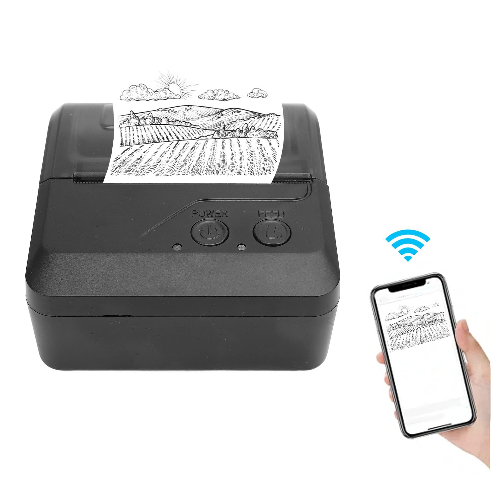 Asixxsix Imprimante Thermique Bluetooth pour étiquettes,imprimante Portable USB Haute Vitesse 203 PPP avec Batterie intégrée de 2600 mAh, pour l'expédition de Colis et la logistique