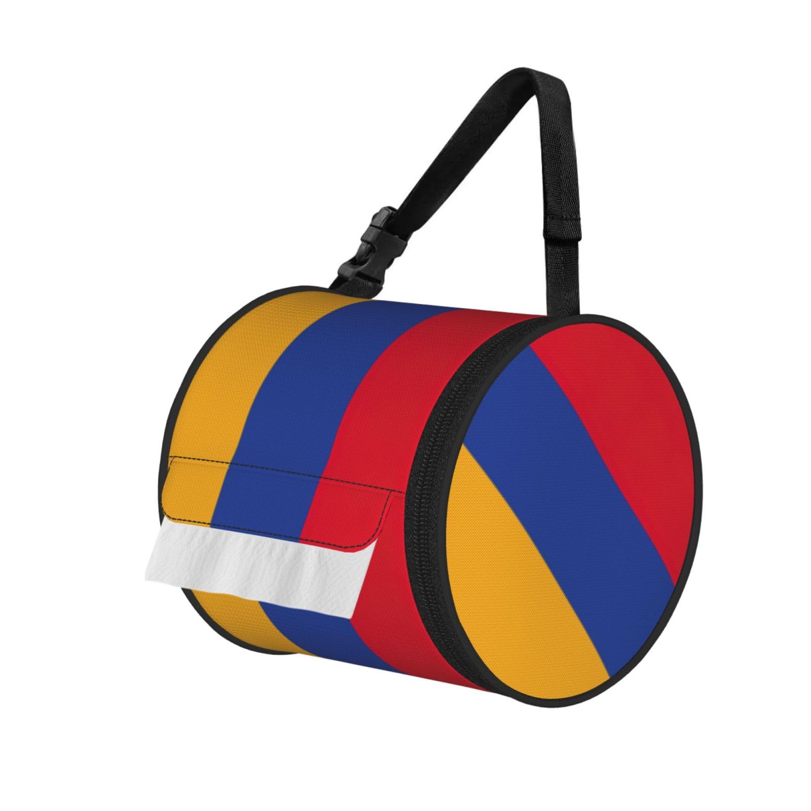 Flag of Armenia Printed Adjustable Roll Paper Holder, Snap Buckle Oxford Cloth Tissue Bag for Home Office Car