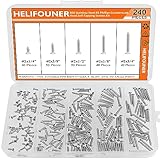 #2 x 1/4' 3/8' 1/2' 5/8' 3/4' Wood Screws Set, HELIFOUNER 240 Pieces Phillips Countersunk Head Self-Tapping Screws Assortment Kit, Phillips Flat Head Wood Screws, 304 Stainless Steel