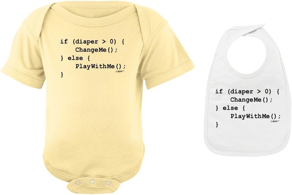 Coding for Babies Funny Programmer Bodysuit Bib Bundle