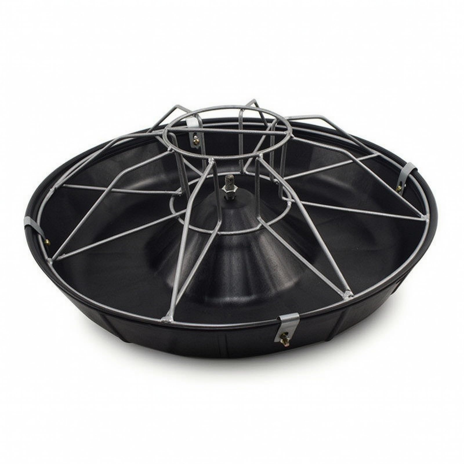 Mangiatoia per Suinetti con Telaio Metallico Zincato E Cono Centrale per Distribuzione Uniforme del Cibo nelle Gabbie Adatta per Uso Agricolo E, Nero, 52 Cm Doppio Strato 8 Fori
