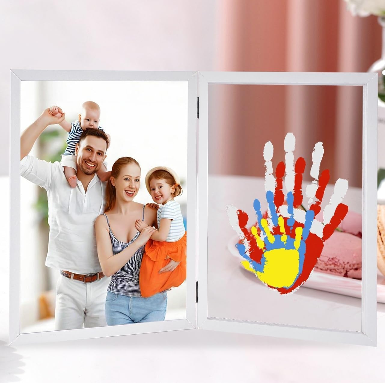 Family Handprint Kit with Picture Frame – DIY Hand Print Keepsake Gift for Parents & Kids, Handprint Craft for Family Memory Making & Home Decor (with Picture Frame)