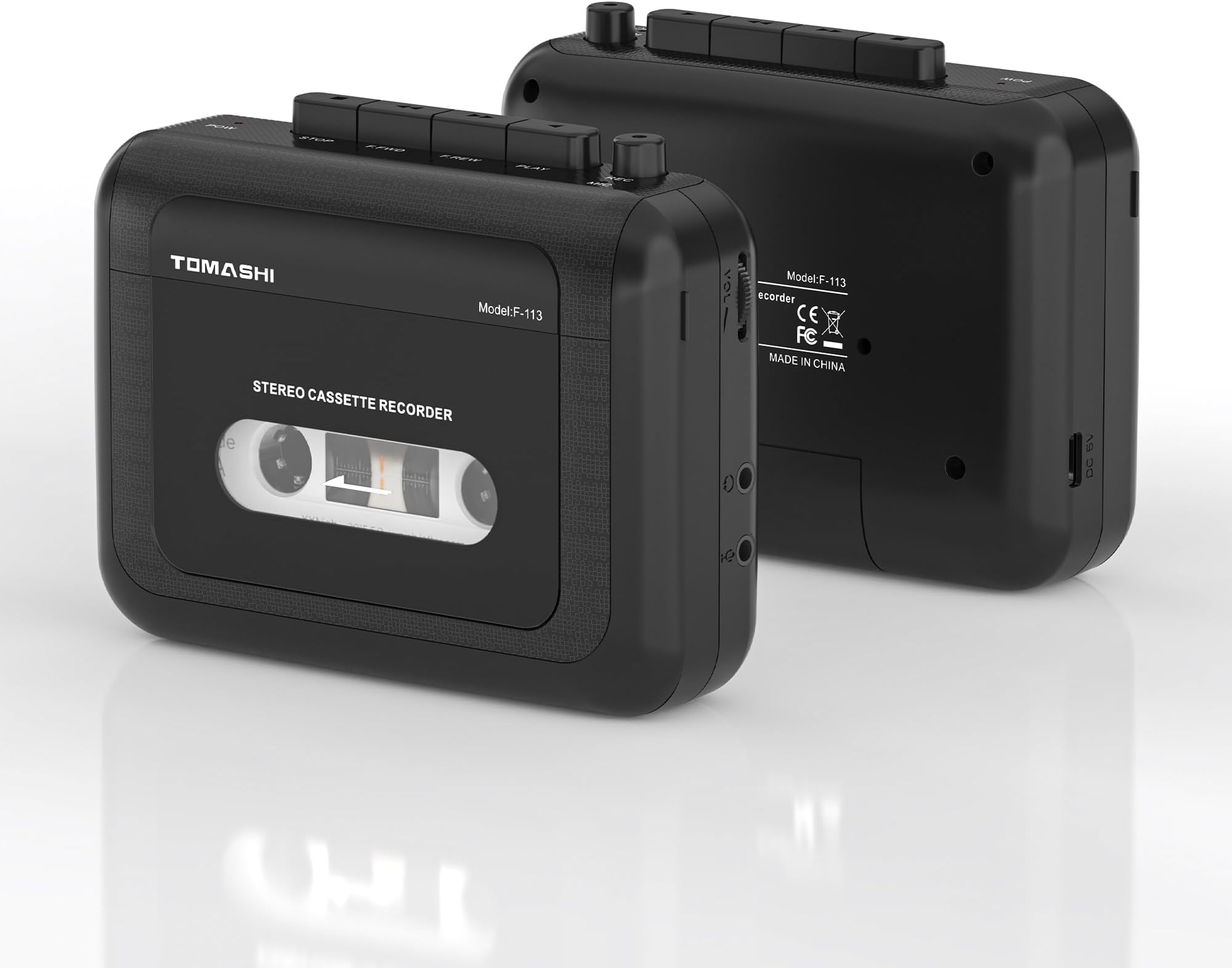 Portable Stereo Cassette Player Tape Recorder Walkman with Mic Headphone Jack Cassette Player 4.75 x 3.65 x 1.5 inch