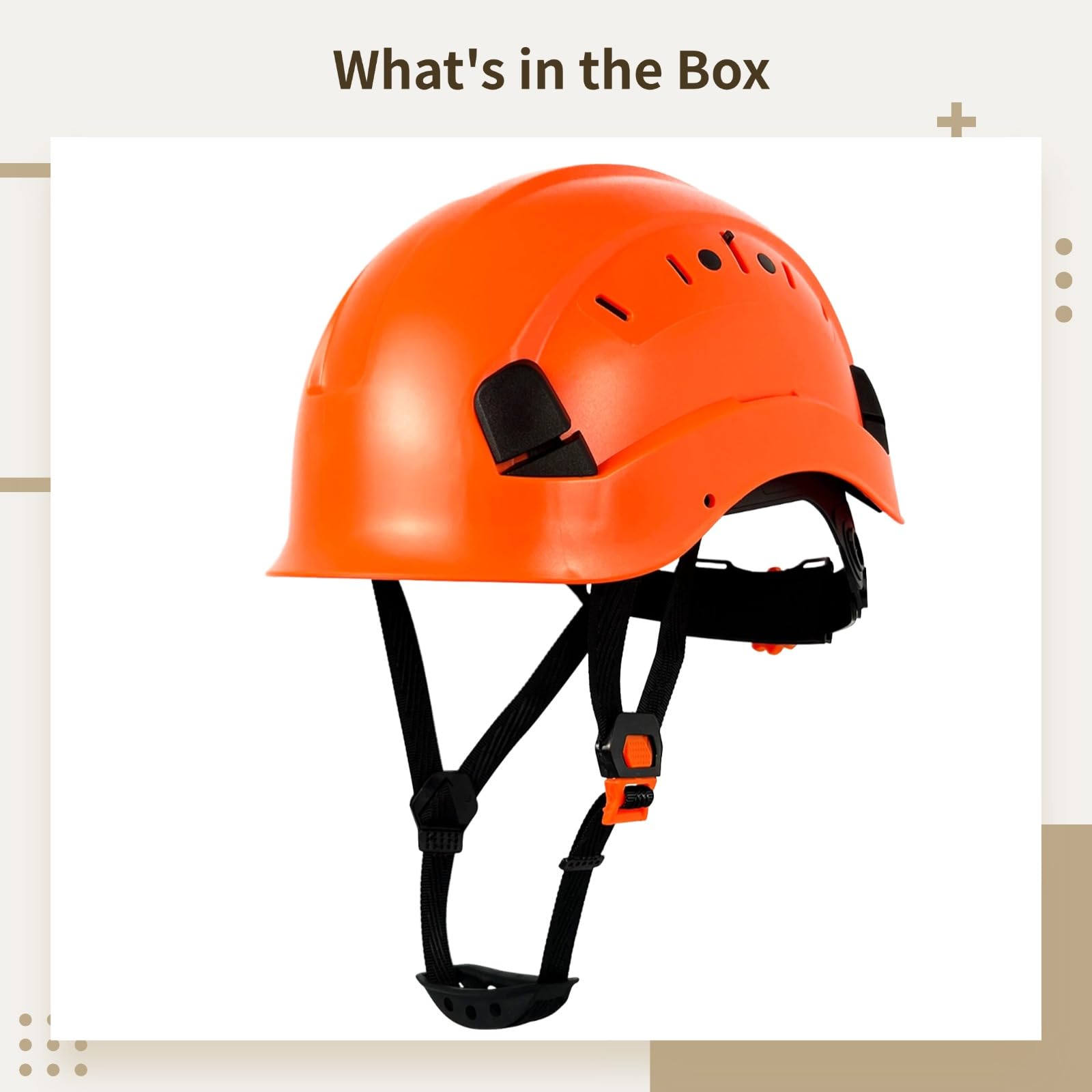 Casco rigido di sicurezza con sottogola, casco da costruzione in ABS certificato CE, equipaggiamento di protezione della testa regolabile per cantieri di lavoro e lavori ad alta quota, arancione