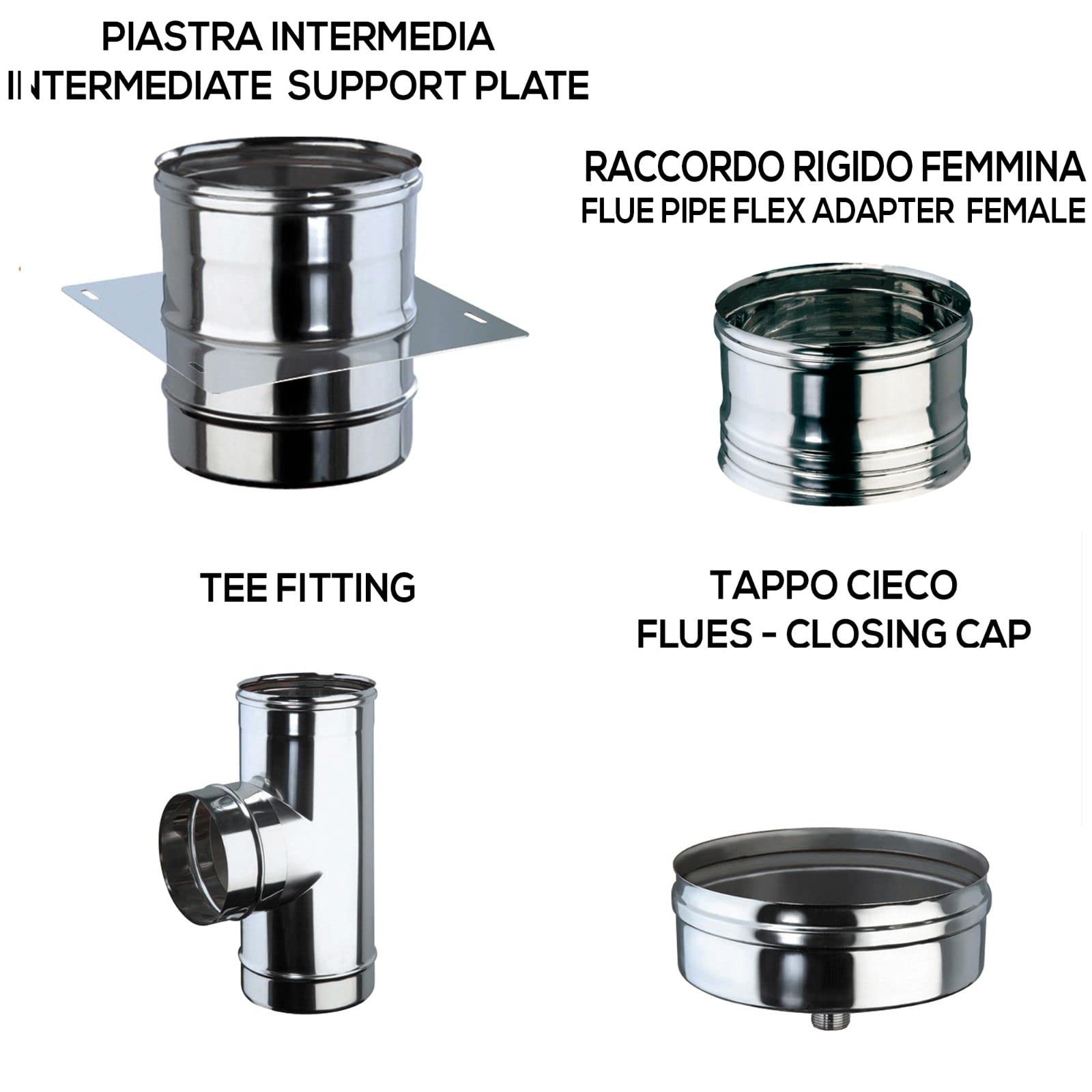 Kit Fumi Diametro 80 - Flessibile in Acciaio Inox con 9mt di tubo flessibile, Kit scarico fumi per Cappa Cucina, Stufa a Pellet e Legna, Caldaie, Camini | Brico Kit