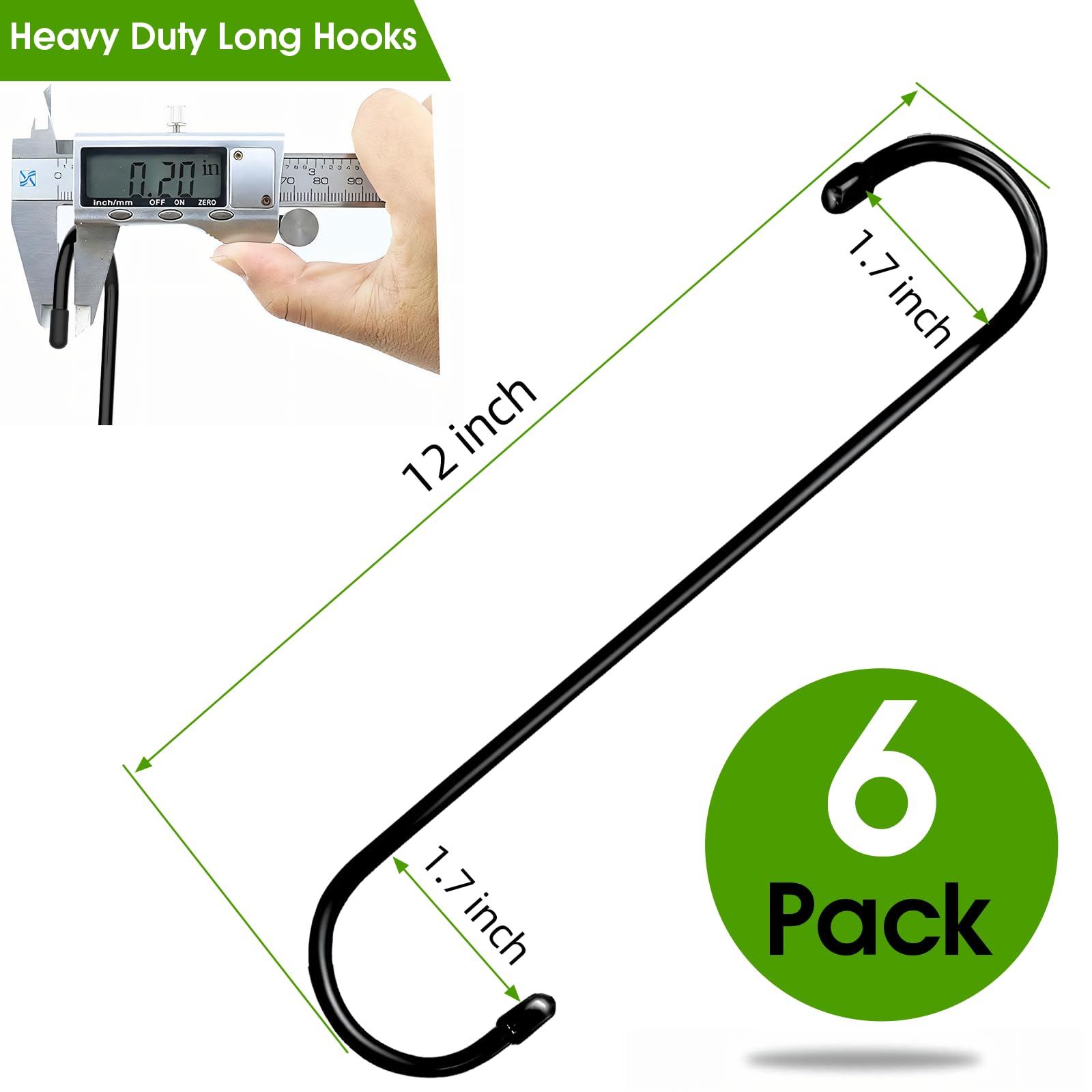 Paquete de 6 ganchos para plantas de 12 pulgadas, gancho alargado en forma de S, ganchos en S para colgar, ganchos de extensión de plantas para colgar flores, pérgola, jardín, patio, cocina,